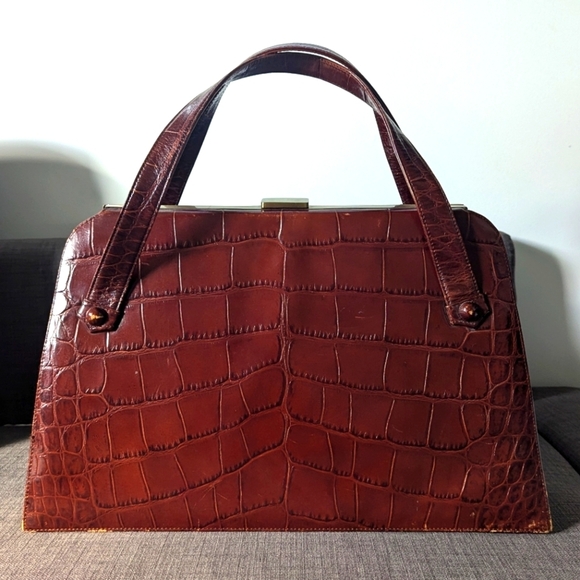 Nordstrom Handbags - Vintage Nordstrom Crocodile Genuine Leather Briefcase Shoulder Bag